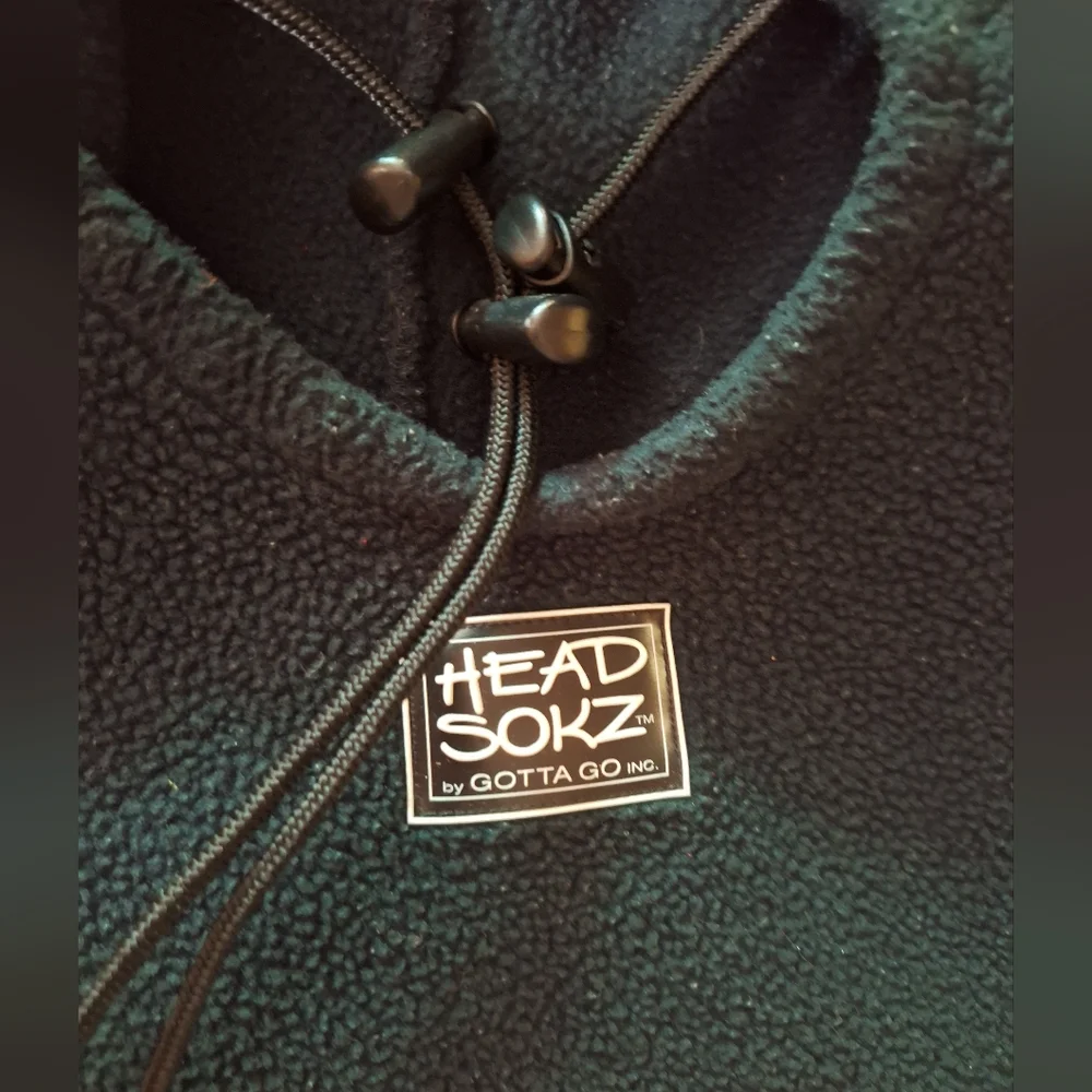 HEAD SOKZ 90s USA Made by Gotta Go Hood Hat Polartec Fleece Neck Cover Green